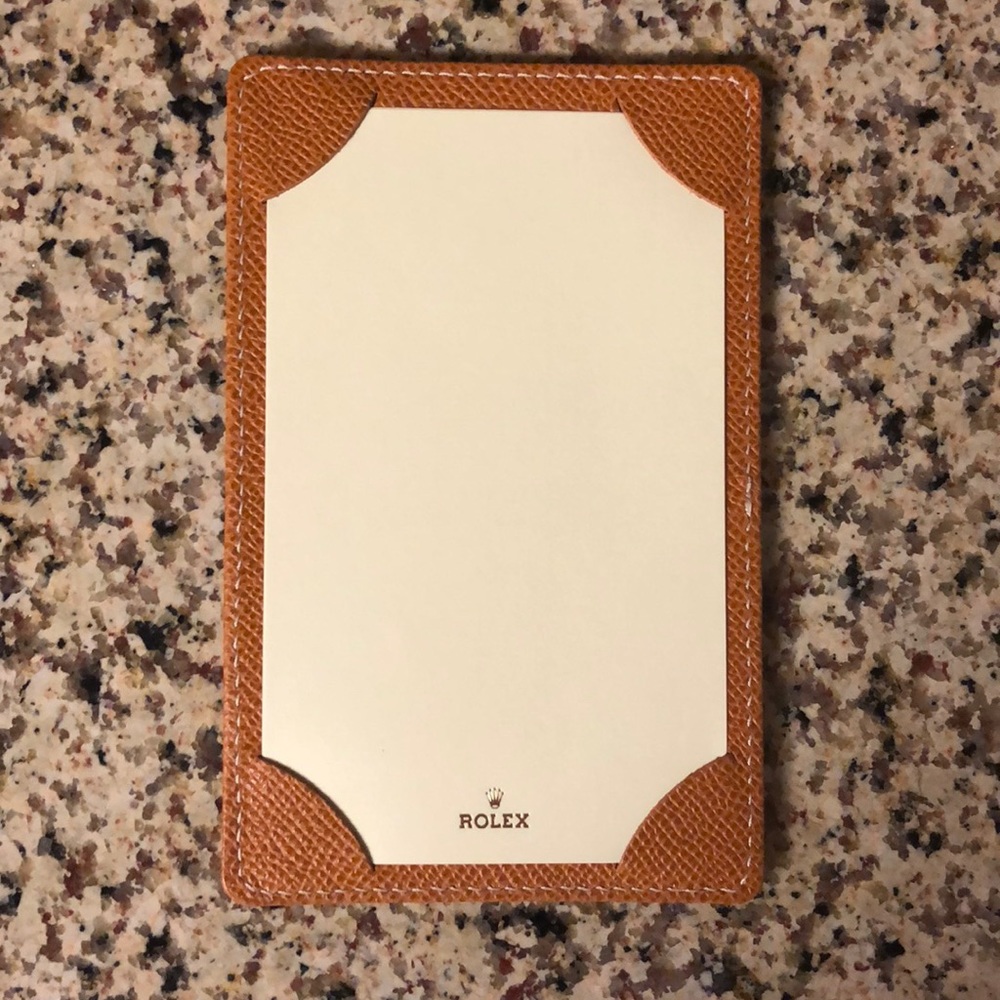 Genuine Rolex Tan Leather Notepad with extra paper